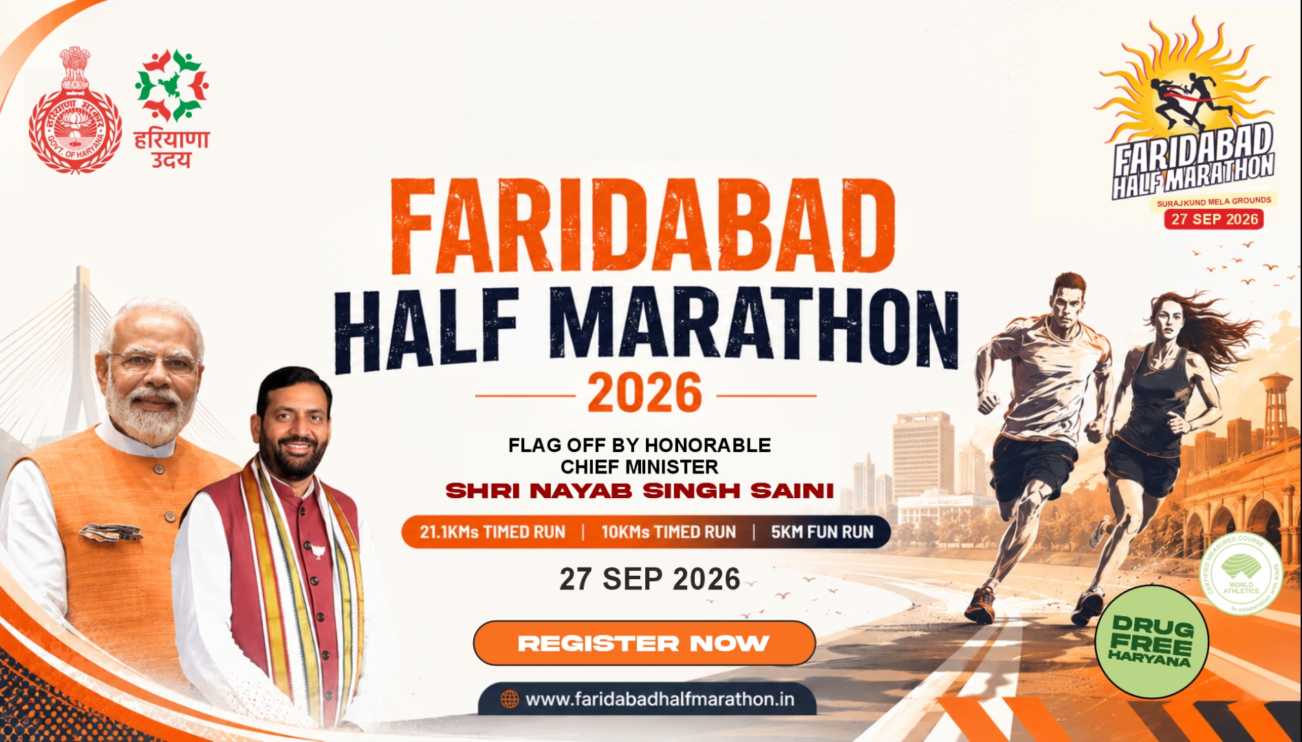 Faridabad Half Marathon 2026 — official announcement banner